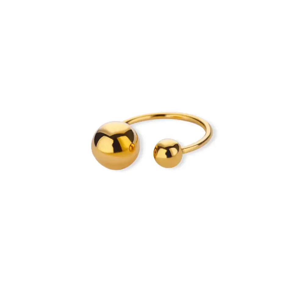 Stainless Steel Double Ball Adjustable Ring For Women Unisex Gold Color Trendy Finger Rings Decompression Jewelry Gifts Anillos