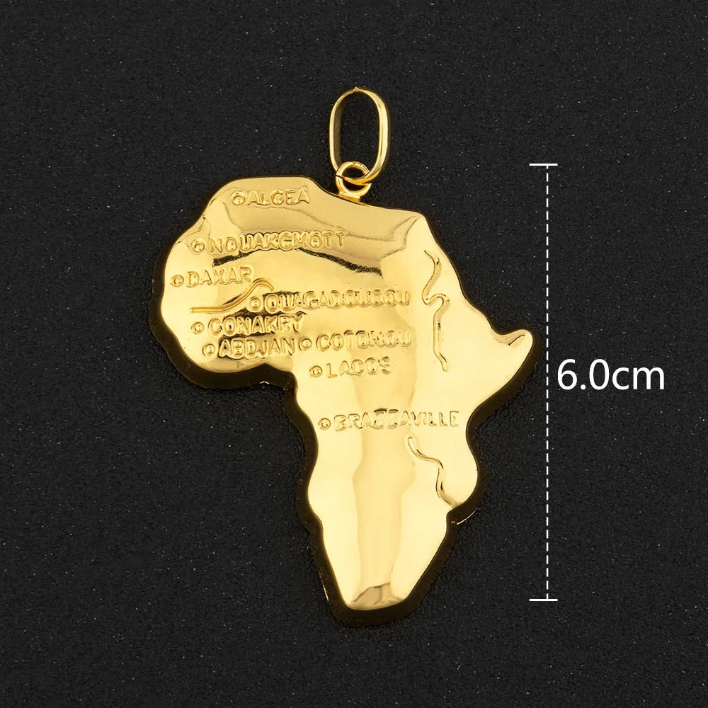 Hip Hop Personality Pendant Gold Color African Map Mermaid Dollar Euro Shape Pendant for Women Men Luxury Copper Chain Jewelry