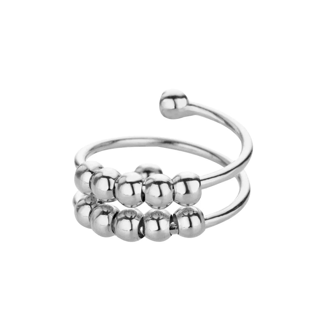 Stainless Steel Double Ball Adjustable Ring For Women Unisex Gold Color Trendy Finger Rings Decompression Jewelry Gifts Anillos