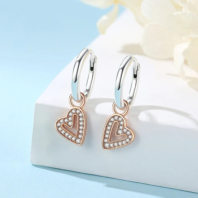 Original 925 Sterling Silver Earrings 2026 Stud Hoop Crystal Earings For Women Rose Gold Crown Heart Infinity Bee Earing Jewelry