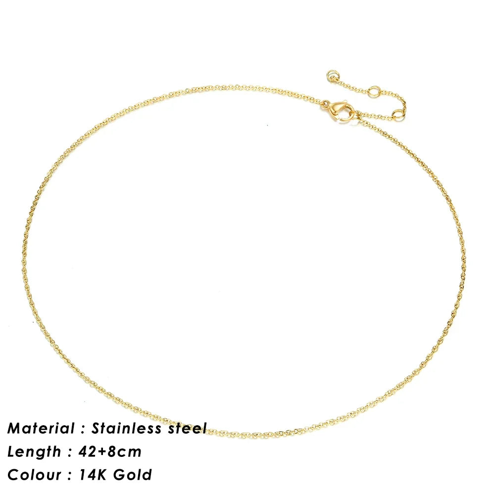 SUNIBI 316L Stainless Steel Chain Necklace for Women Gold Color Statement Choker Necklaces Do Not Fade Jewelry Wholesale