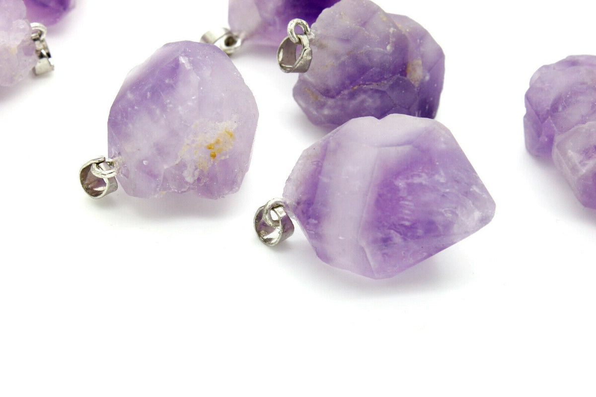 Amethyst Crystal Necklace Pendant Rough Facet Brazilian 35mm Raw