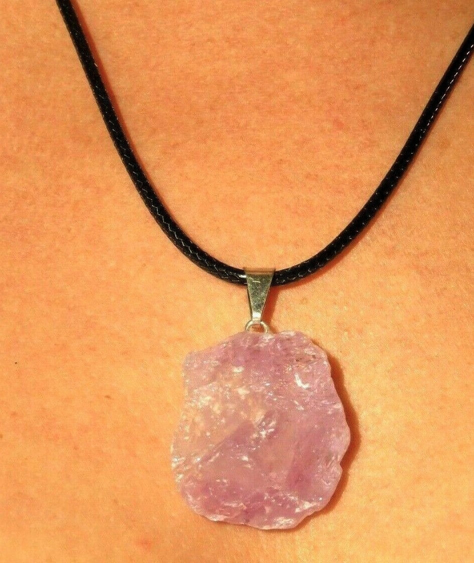 Amethyst Crystal Necklace Pendant Rough Facet Brazilian 35mm Raw