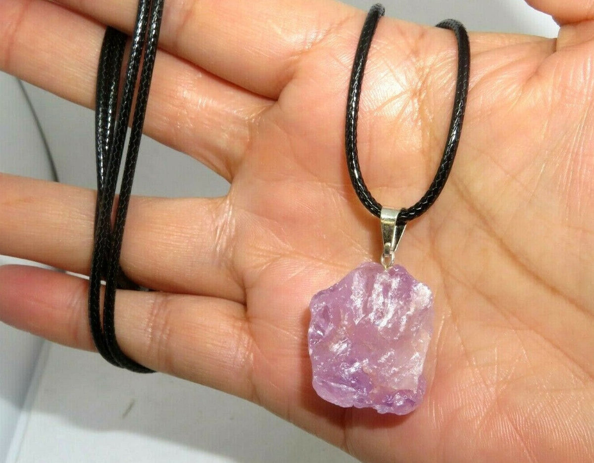 Amethyst Crystal Necklace Pendant Rough Facet Brazilian 35mm Raw