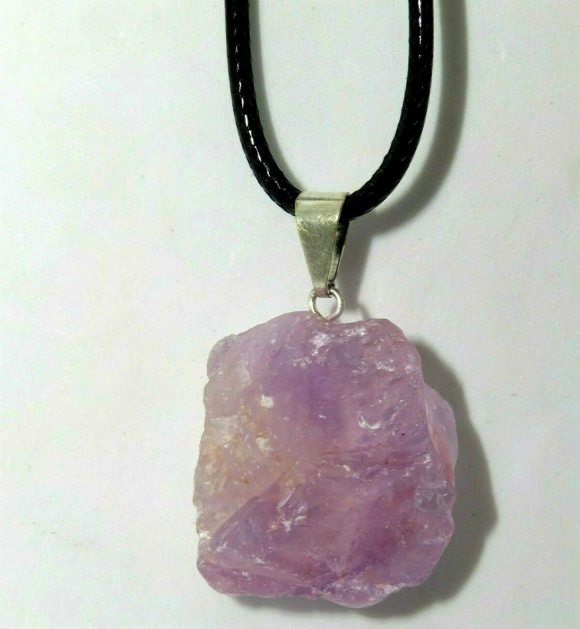 Amethyst Crystal Necklace Pendant Rough Facet Brazilian 35mm Raw