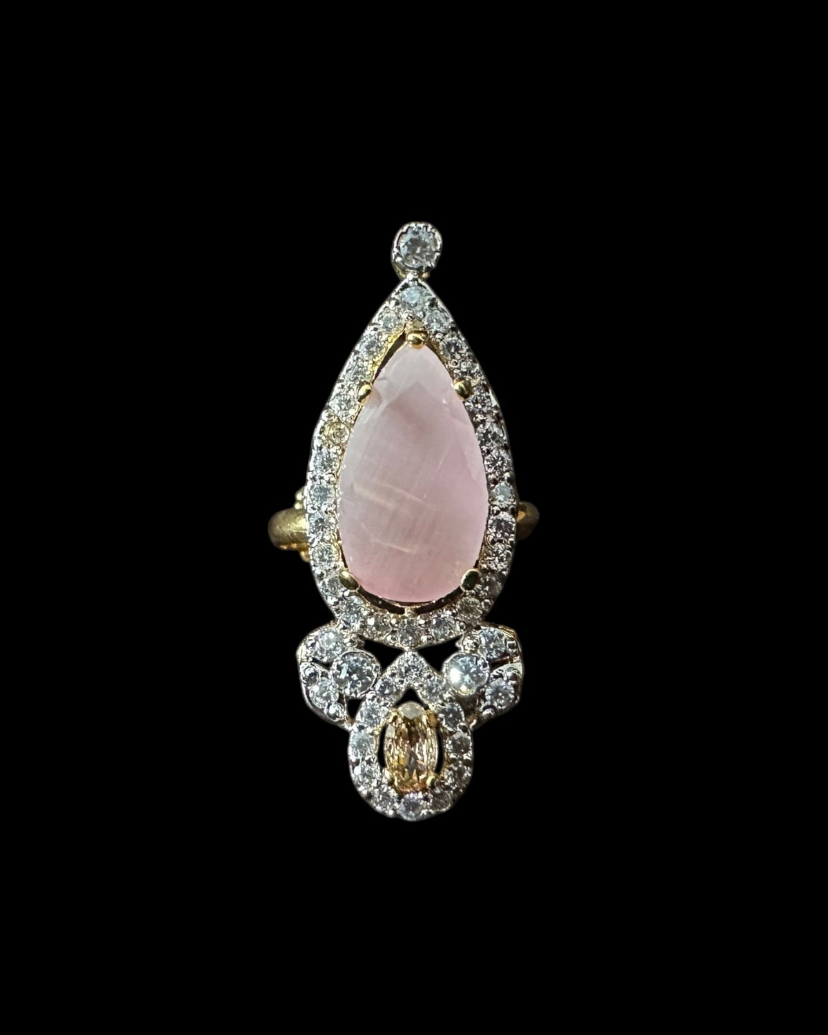 BR462  Anmol necklace set in pink( rose quartz ), Cats eye and pearls ( READY TO SHIP )