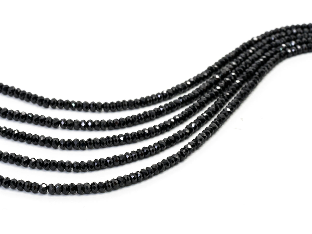 Quality Faceted Black Spinel Rondelle Beads 1x2mm/2x3mm/2x4m, SKU#U101