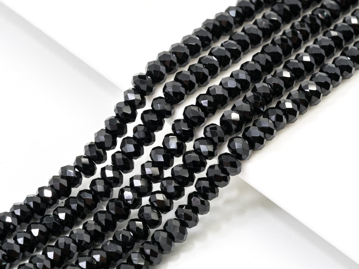 Quality Faceted Black Spinel Rondelle Beads 1x2mm/2x3mm/2x4m, SKU#U101