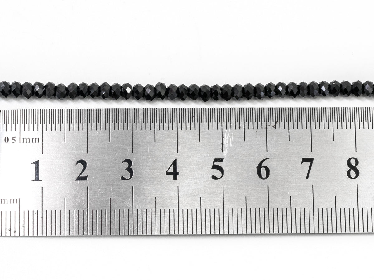 Quality Faceted Black Spinel Rondelle Beads 1x2mm/2x3mm/2x4m, SKU#U101