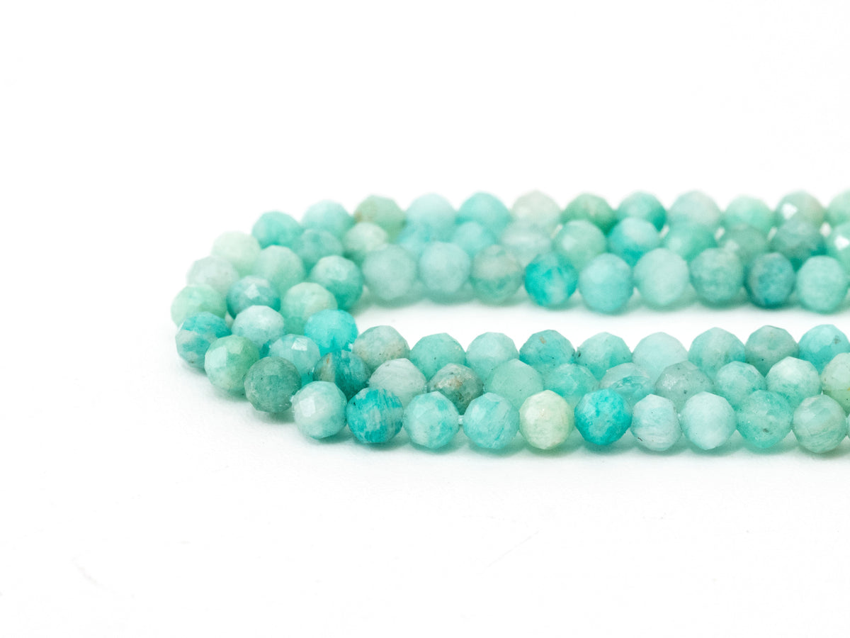 Top Quality Faceted Amazonite Round Beads 3mm/4mm Gemstones Beads,Natural Amazonite  Beads,15.5" Full Strand,SKU#U110