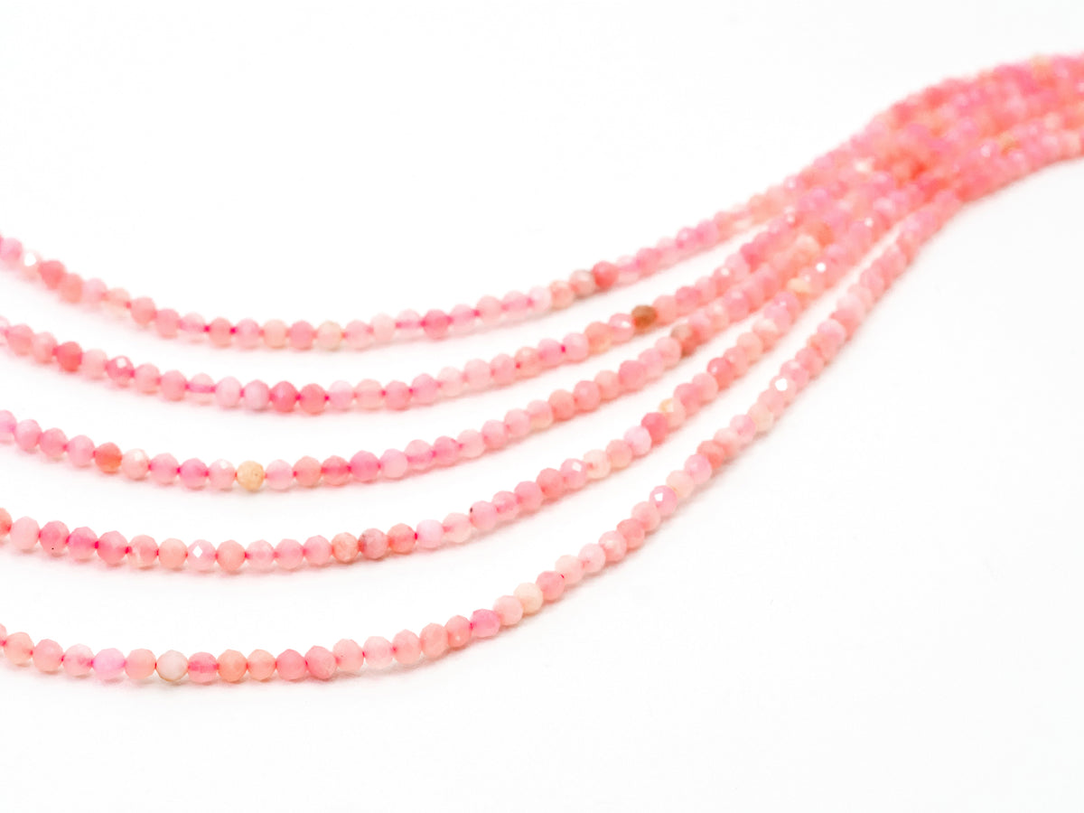 2mm 3mm High Quality Natural Pink Opal Faceted Round Ball Beads, Pink Gemstones Beads,Natural Pink Opal Beads,15.5" Full Strand,SKU#U109
