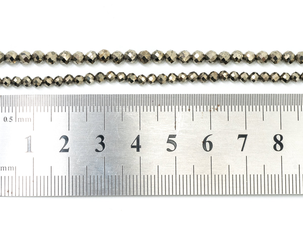 Quality Faceted Golden Pyrite Round  Faceted Beads 2/3/4mm Gemstones Beads,Natural Pyrite Beads,15.5" Full Strand,SKU#U108