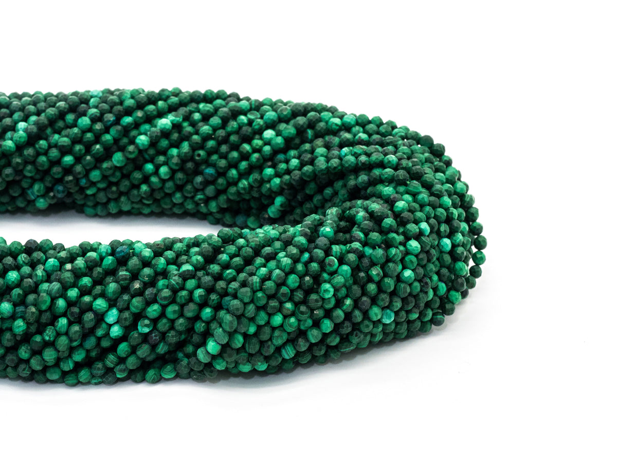 2mm 3mm 4mm Natural Faceted Malachite Round Beads, Green Gemstones Beads,Natural Malachite Beads,15.5" Full Strand,SKU#U105