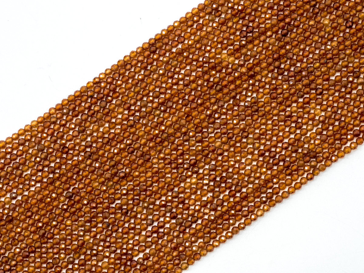 2mm/3mm/4mm Natural Garnet Round Faceted Beads, Brown Gemstones Beads,Garnet Beads,15.5" Full Strand,SKU#U106