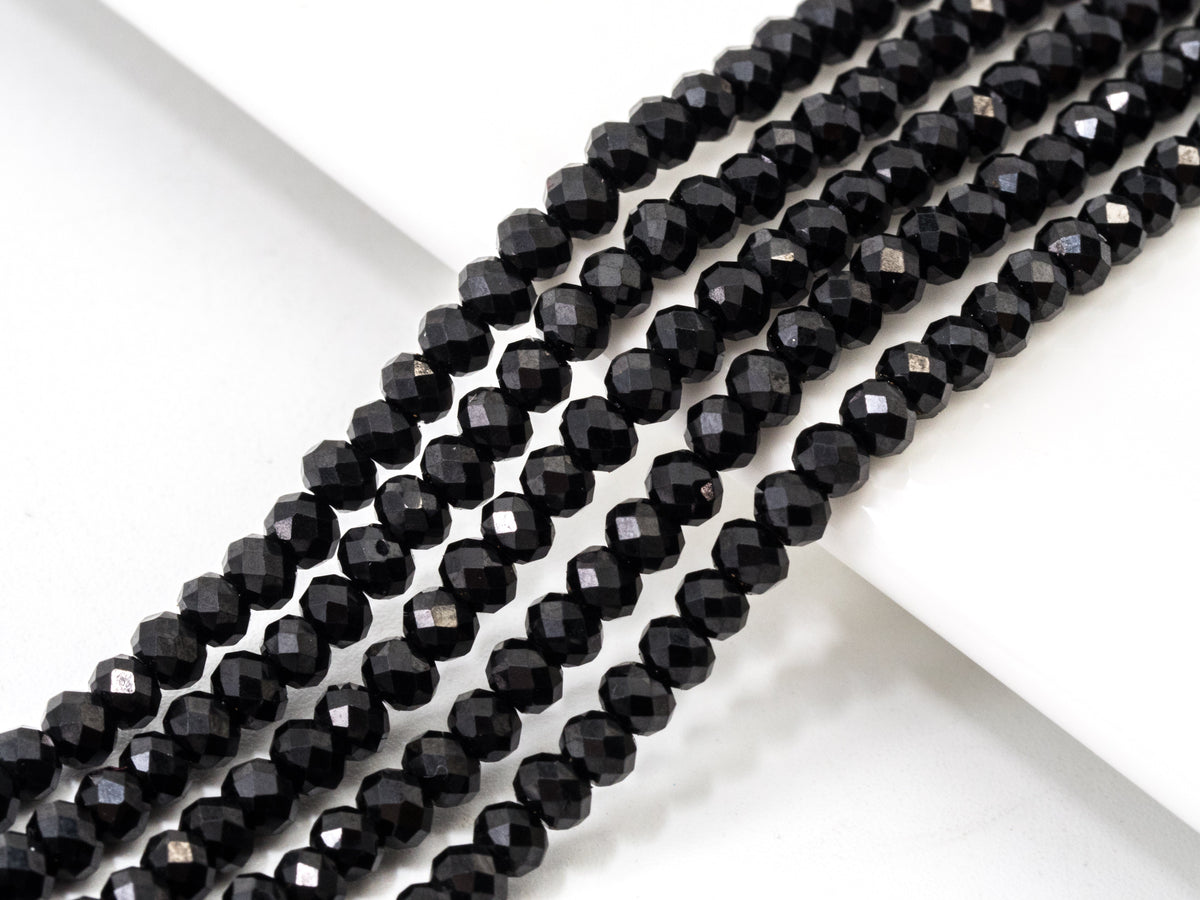 Top Quality Faceted Black Spinel Round Beads 3/4/6/8mm Gemstones Beads,Black Spinel Beads,15.5" Full Strand,SKU#U104