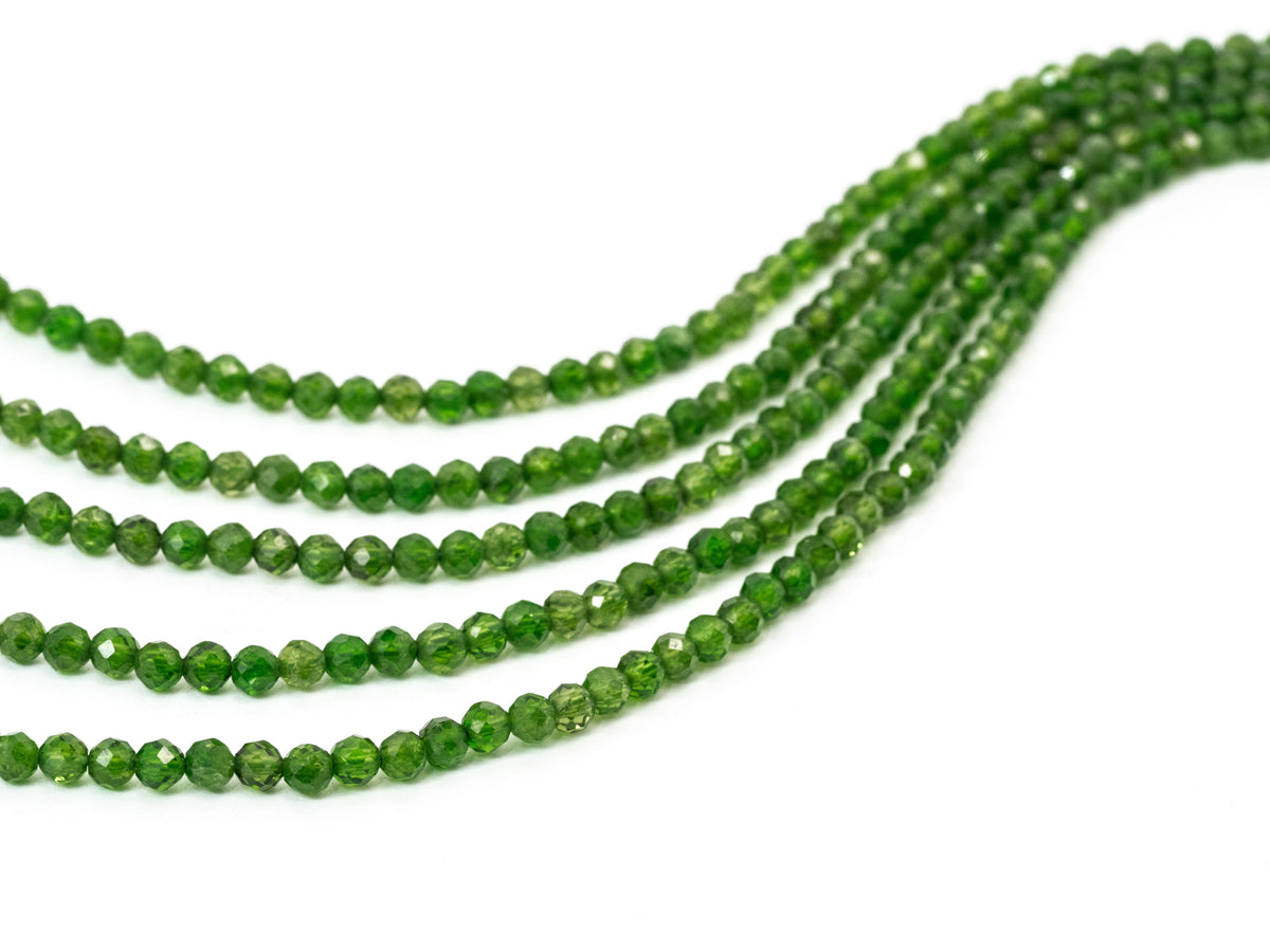 Top Quality Green Diopside  Faceted Round Beads, 43mm/5mm/2x3mm Genuine Diopside Beads,15.5" Full Strand, SKU#U111