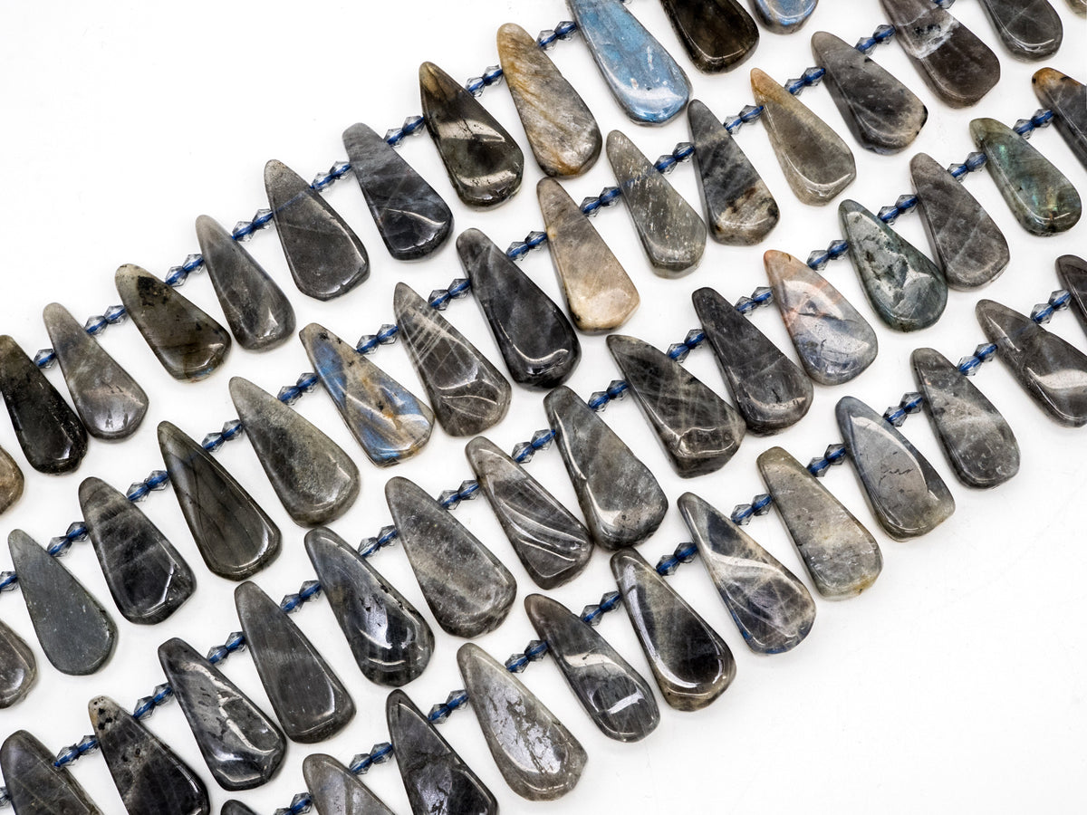 High Quality Natural Labradorite Beads, 22-32mm, Long Teardrop Gray Gemstone Beads, 15.5 inch strand, SKU#U140