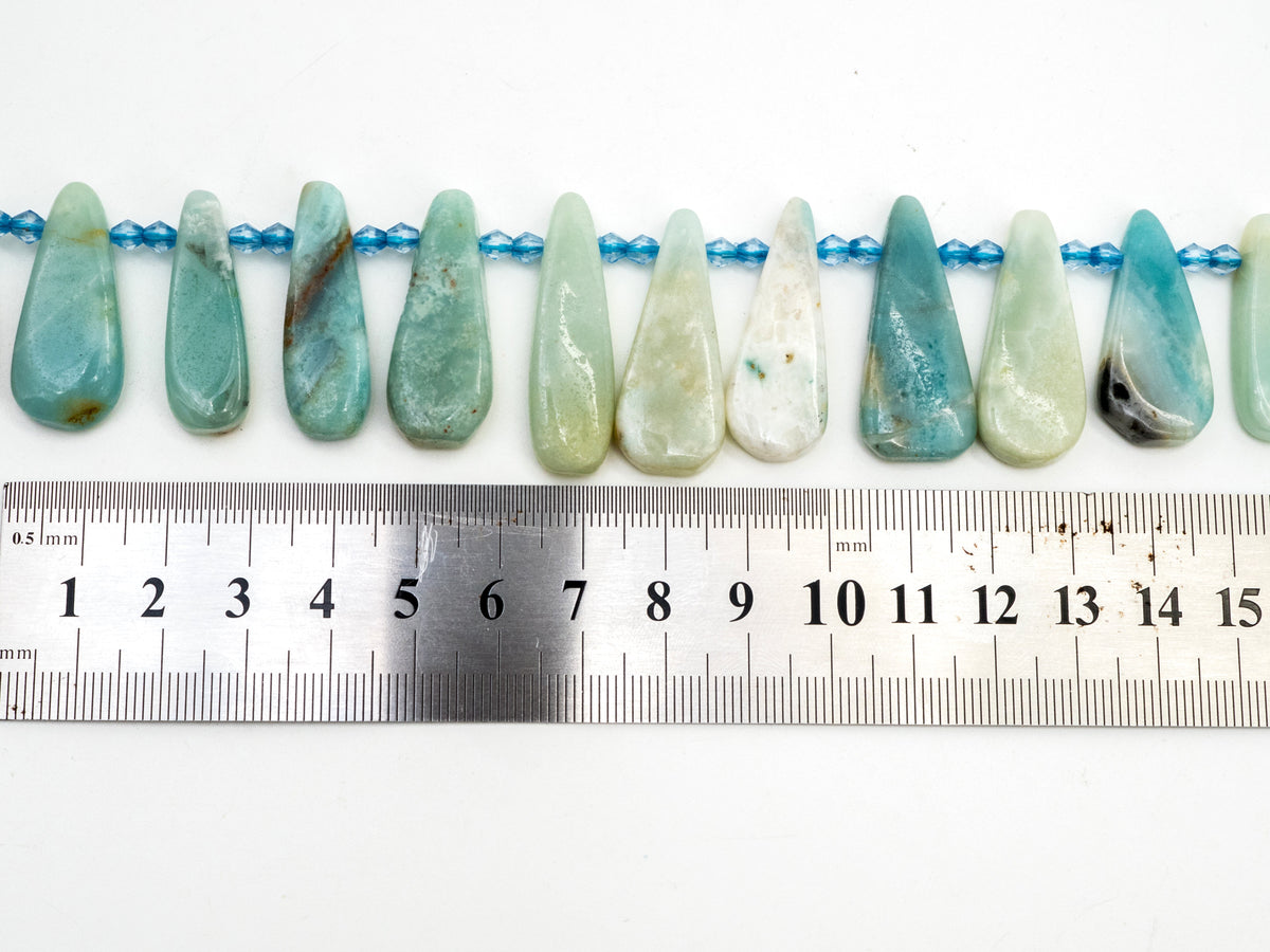 High Quality Natural Amazonite Teardrop beads, 23-36mm, Long Teardrop Blue Gemstone Beads, 15.5inch strand, SKU#U142