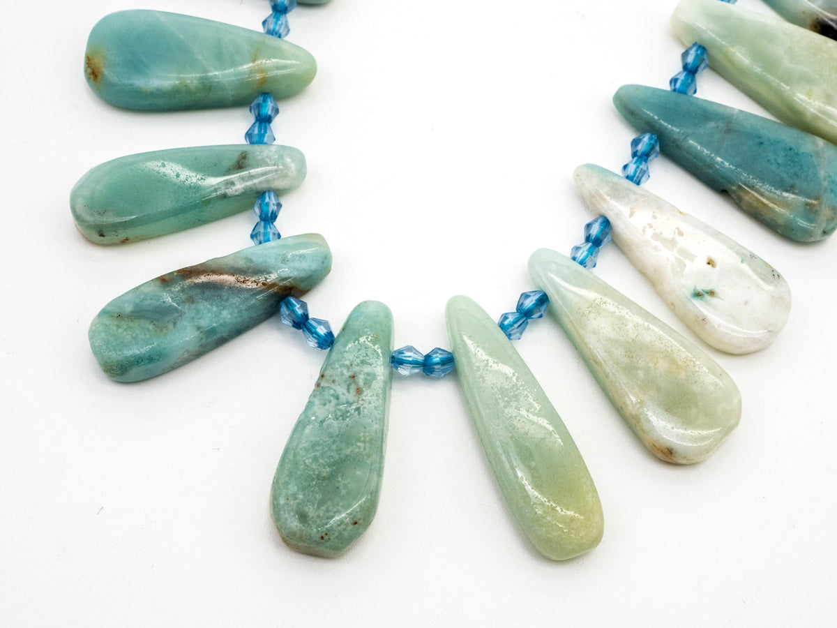 High Quality Natural Amazonite Teardrop beads, 23-36mm, Long Teardrop Blue Gemstone Beads, 15.5inch strand, SKU#U142