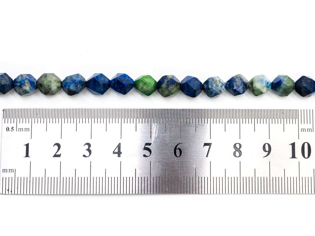Unique Cut Quality Natural Lapis beads, 6mm/8mm/10mm/12mm, Diamond Cut Faceted Round Blue Green Gemstone Beads, 15.5inch strand, SKU#U132