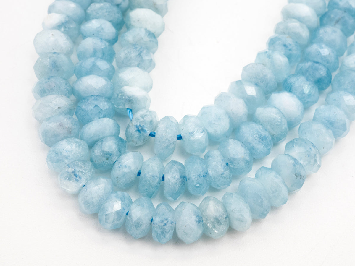 High Quality Natural Aquamarine Rondelle beads, 5x7mm/5x8mm, Faceted Rondelle Gemstone Beads, 15.5inch strand, SKU#U139