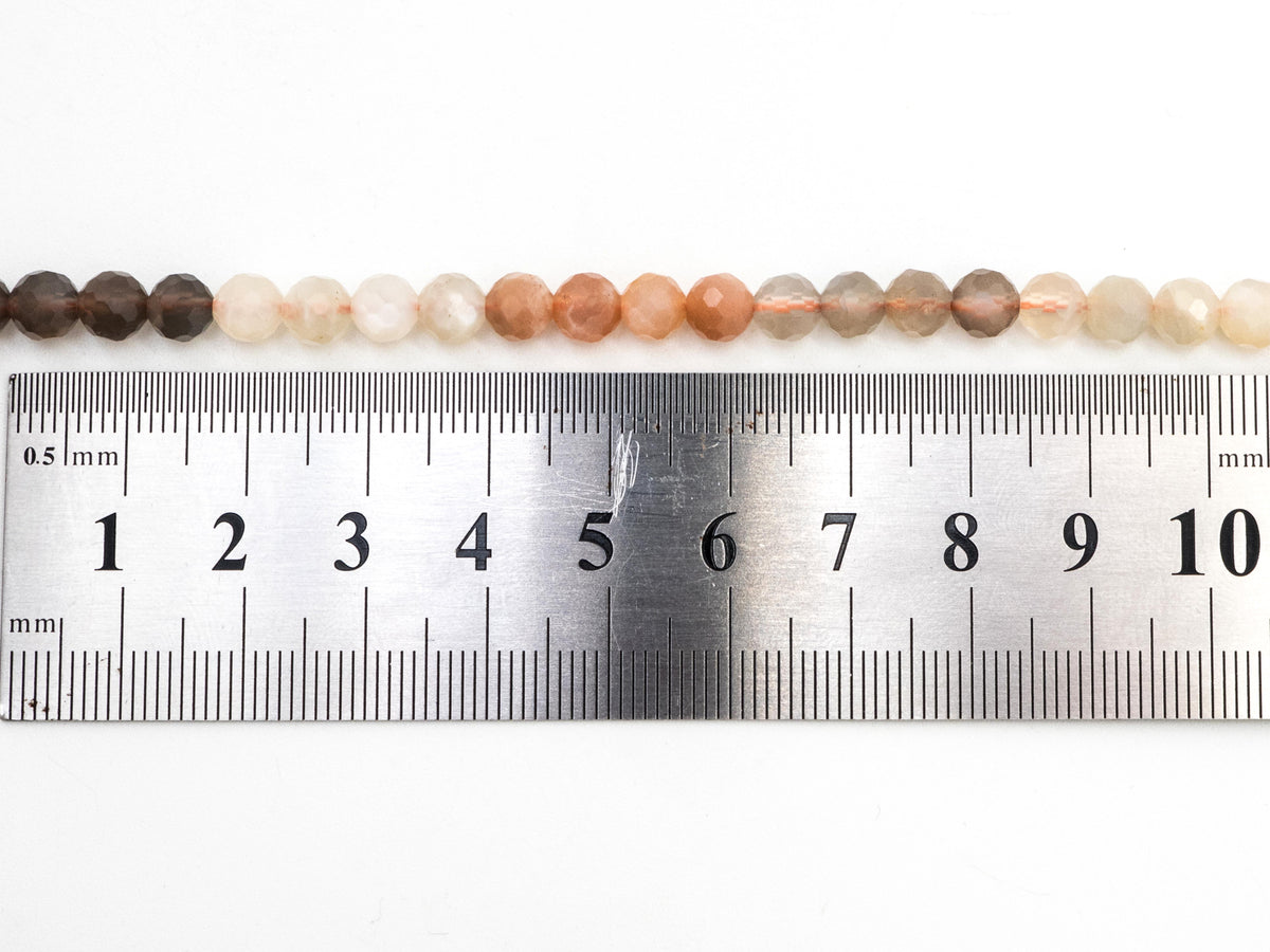 Quality Natural Mixed Color Moonstone Beads, 6mm Round Faceted beads, Orange Brown White Gemstone Beads, 15.5inch strand, SKU#U151