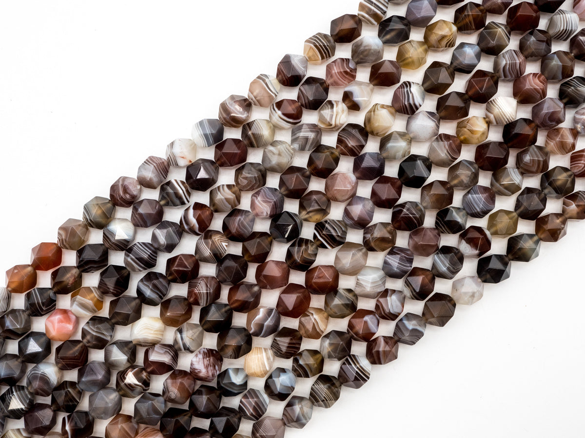 Unique Diamond Cut Quality Natural Botswana Agate beads, 6mm/8mm/10mm/12mm, Faceted Round Agate Gemstone Beads, 15.5inch strand, SKU#U146