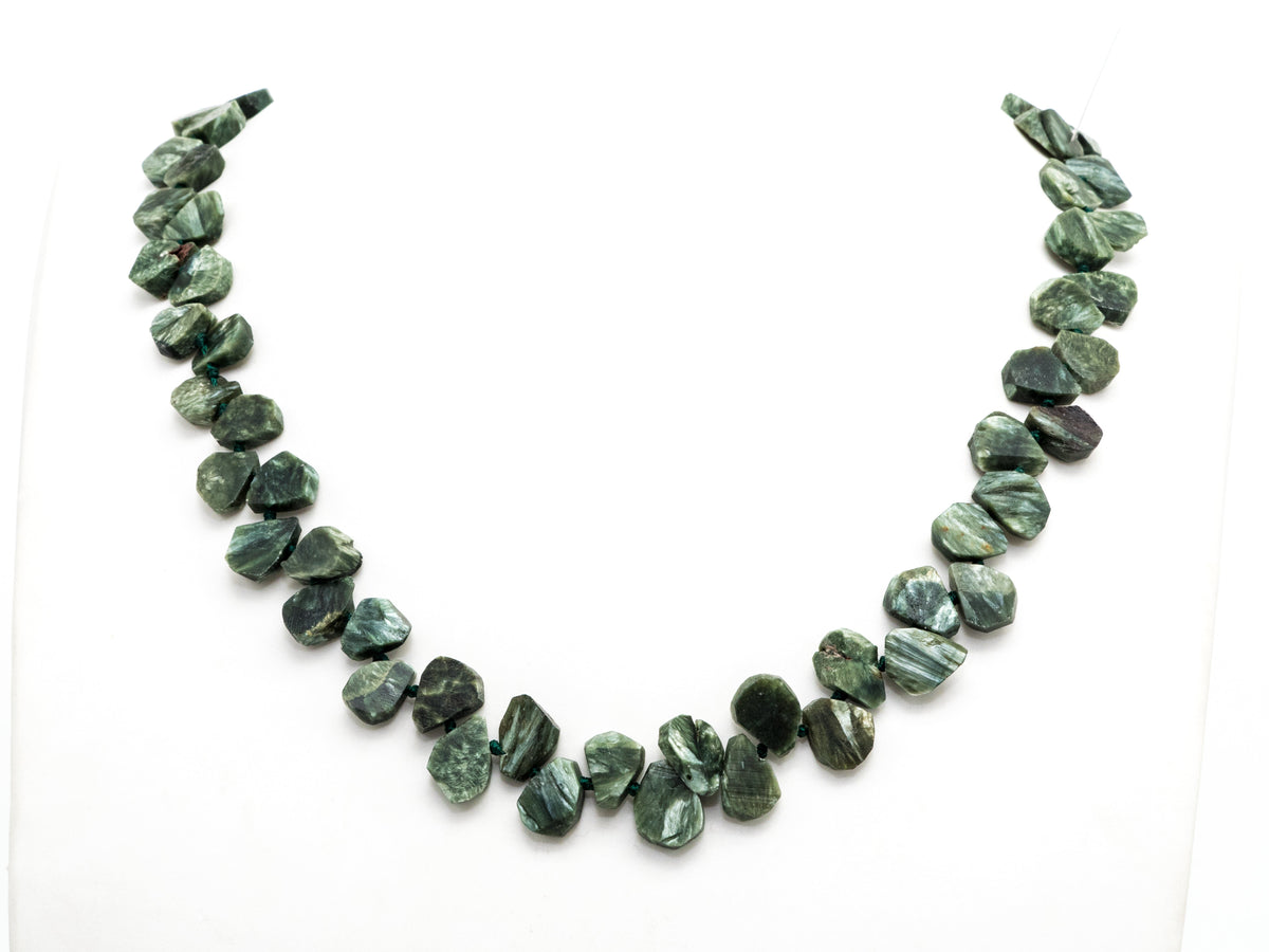 Quality Natural Seraphinite beads, 11-14mm Irregular Teardrop Dark Green Gemstone Beads, Natural Seraphinite  15inch strand, SKU#U155