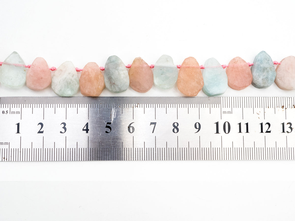 Natural Mixed Color Morganite beads, 14-18mm, Teardrop Light Pink Blue Gemstone Beads, 15.5 inches strand, SKU#U159