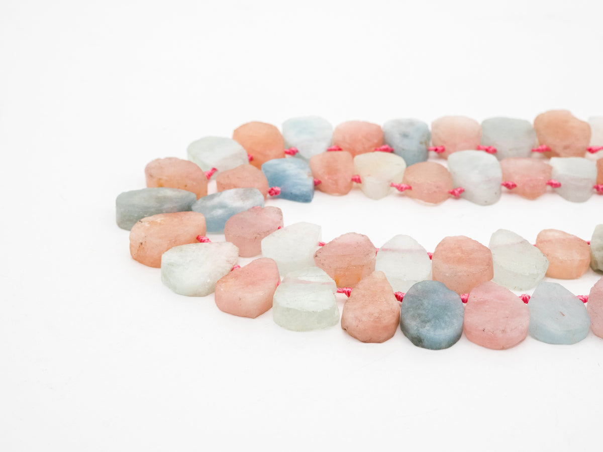 Natural Mixed Color Morganite beads, 14-18mm, Teardrop Light Pink Blue Gemstone Beads, 15.5 inches strand, SKU#U159