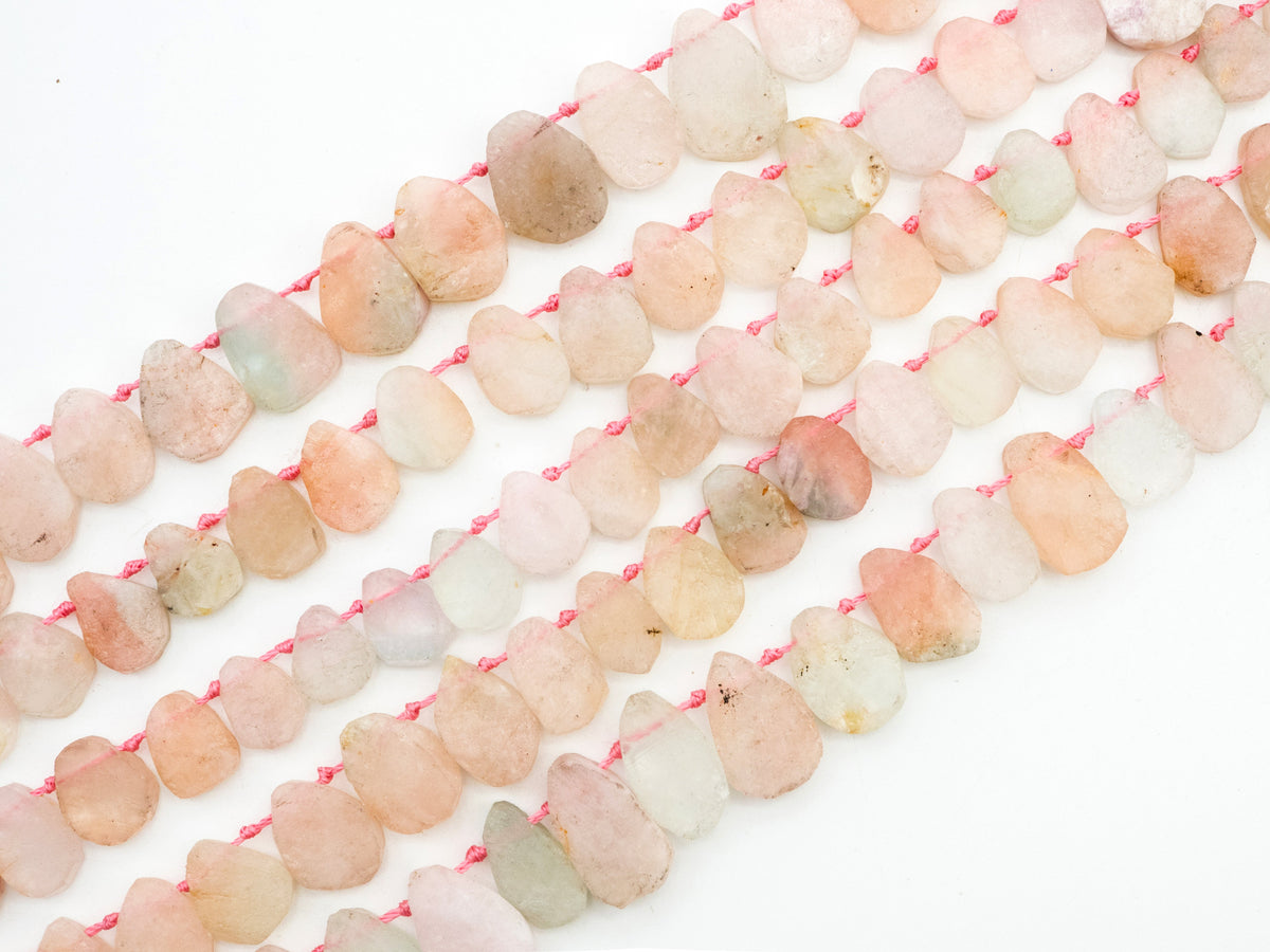Quality Natural Morganite beads,11-15mmm Teardrop Light Pink Blue Gemstone Beads, 15.5inch strand, SKU#U160