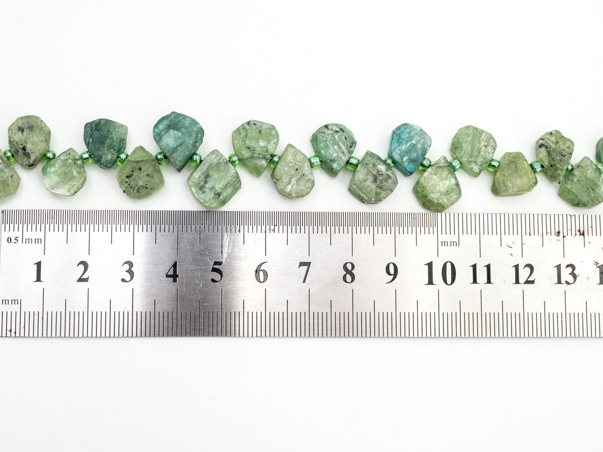 Quality Natural Kyanite beads, 11-14mm Teardrop Natural Green Gemstone Beads, 15.5 inch strand, SKU#U158