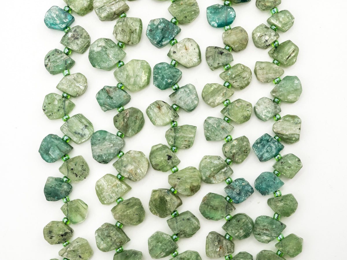 Quality Natural Kyanite beads, 11-14mm Teardrop Natural Green Gemstone Beads, 15.5 inch strand, SKU#U158