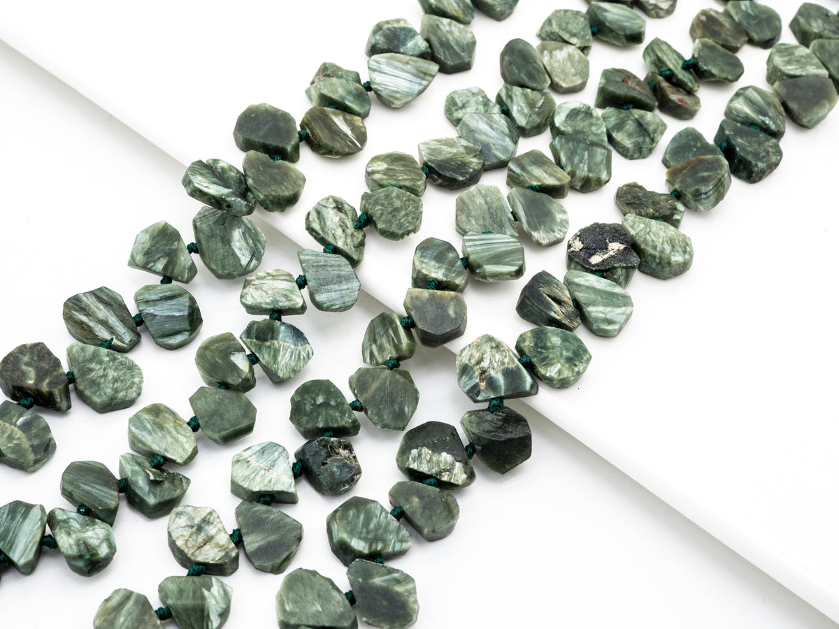 Quality Natural Seraphinite beads, 11-14mm Irregular Teardrop Dark Green Gemstone Beads, Natural Seraphinite  15inch strand, SKU#U155