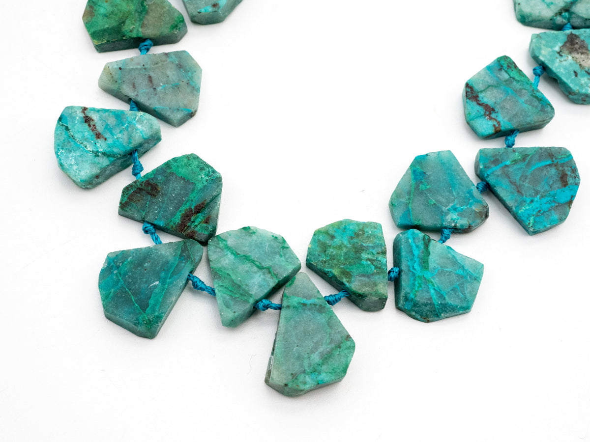 Quality Natural Chrysocolla beads,15-19mm, Teardrop Shape Top Drill Gemstone Beads, Natural Green Gemstone, 15-16inch strand, SKU#U162C