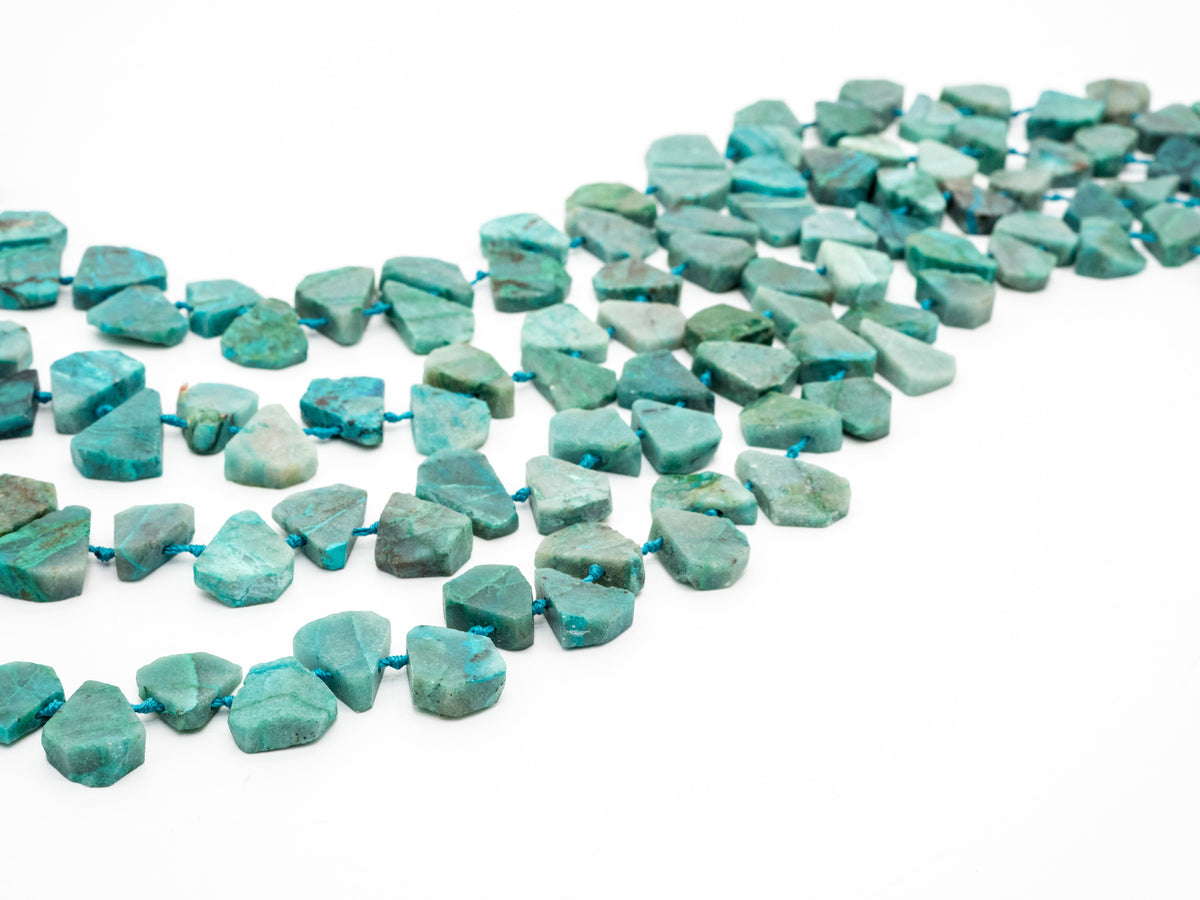 Quality Natural Chrysocolla beads,15-19mm, Teardrop Shape Top Drill Gemstone Beads, Natural Green Gemstone, 15-16inch strand, SKU#U162C