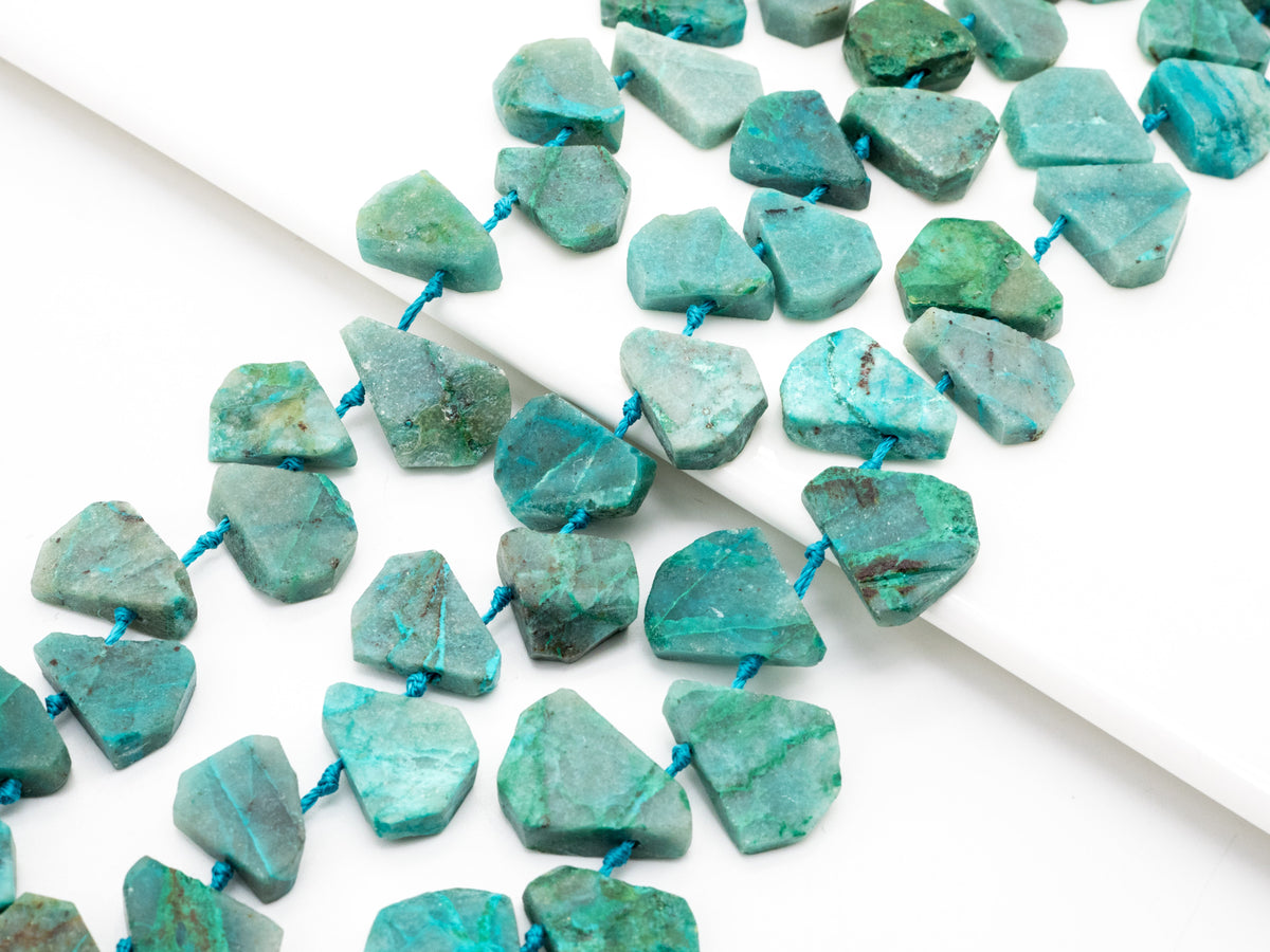Quality Natural Chrysocolla beads,15-19mm, Teardrop Shape Top Drill Gemstone Beads, Natural Green Gemstone, 15-16inch strand, SKU#U162C