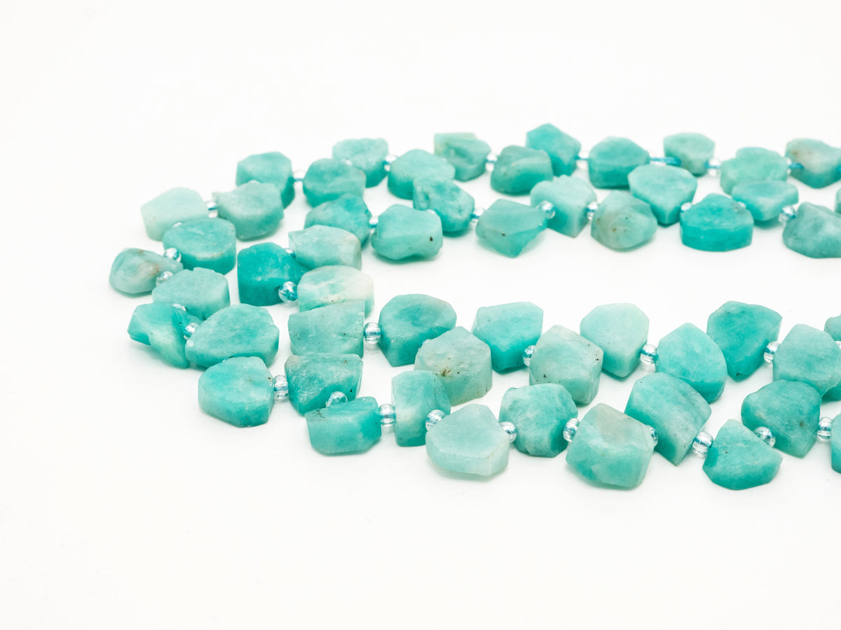 Quality Natural Amazonite beads, 10-14mm Irregular Teardrop Top Drill Green Gemstone Beads, 15.5 inches strand, SKU#U154