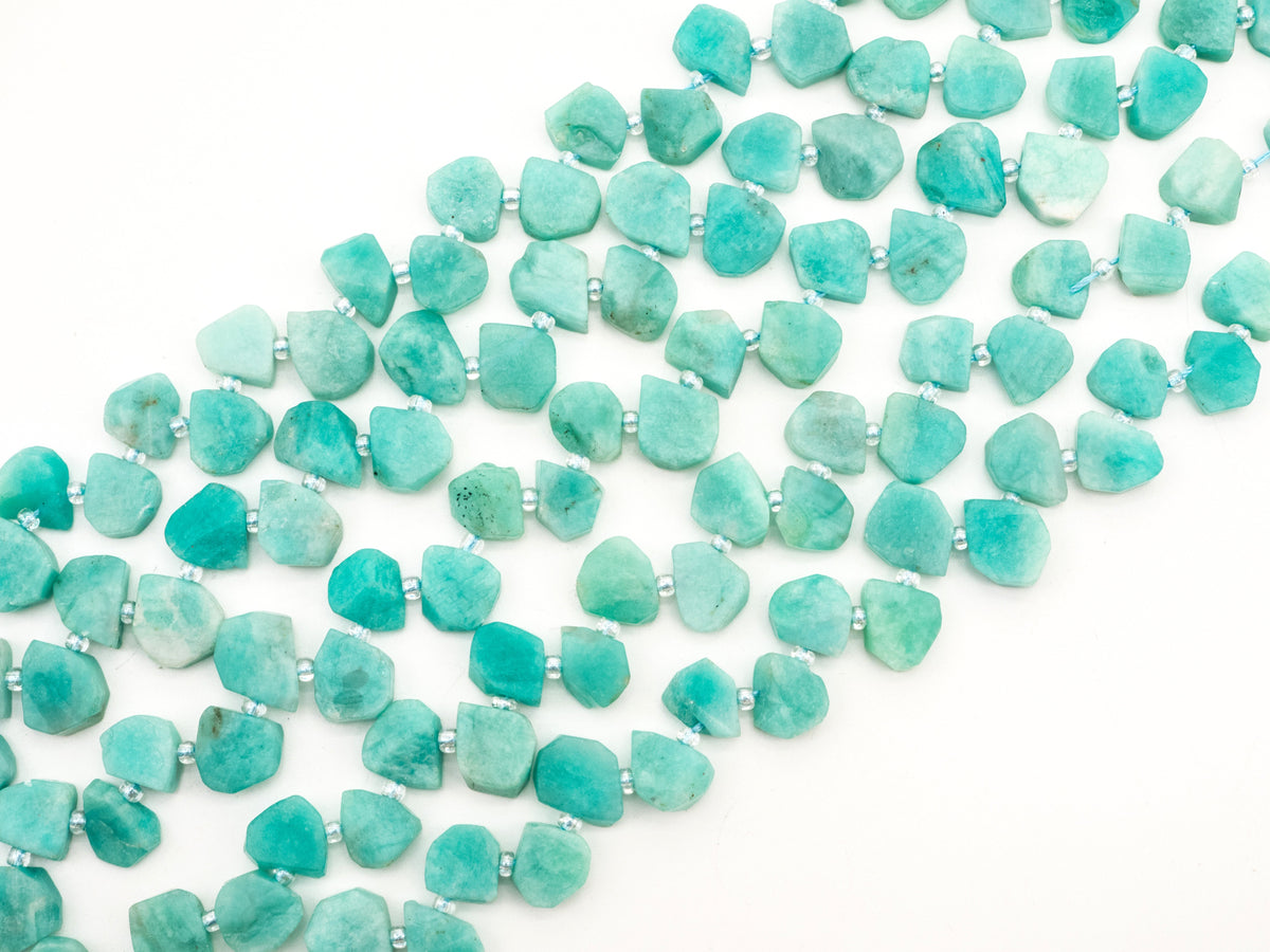 Quality Natural Amazonite beads, 10-14mm Irregular Teardrop Top Drill Green Gemstone Beads, 15.5 inches strand, SKU#U154