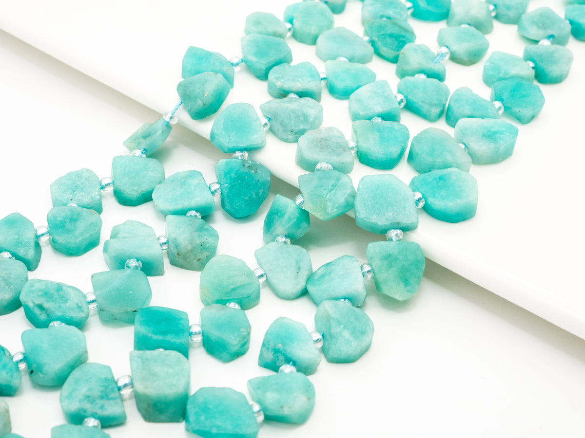 Quality Natural Amazonite beads, 10-14mm Irregular Teardrop Top Drill Green Gemstone Beads, 15.5 inches strand, SKU#U154