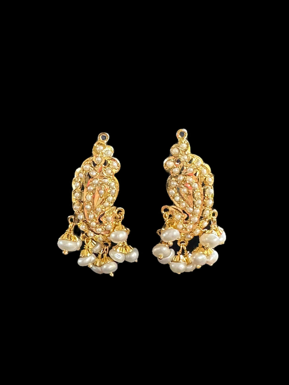 Gold-Plated Jadau Silver Pendant Set with Freshwater Pearls( READY TO SHIP )