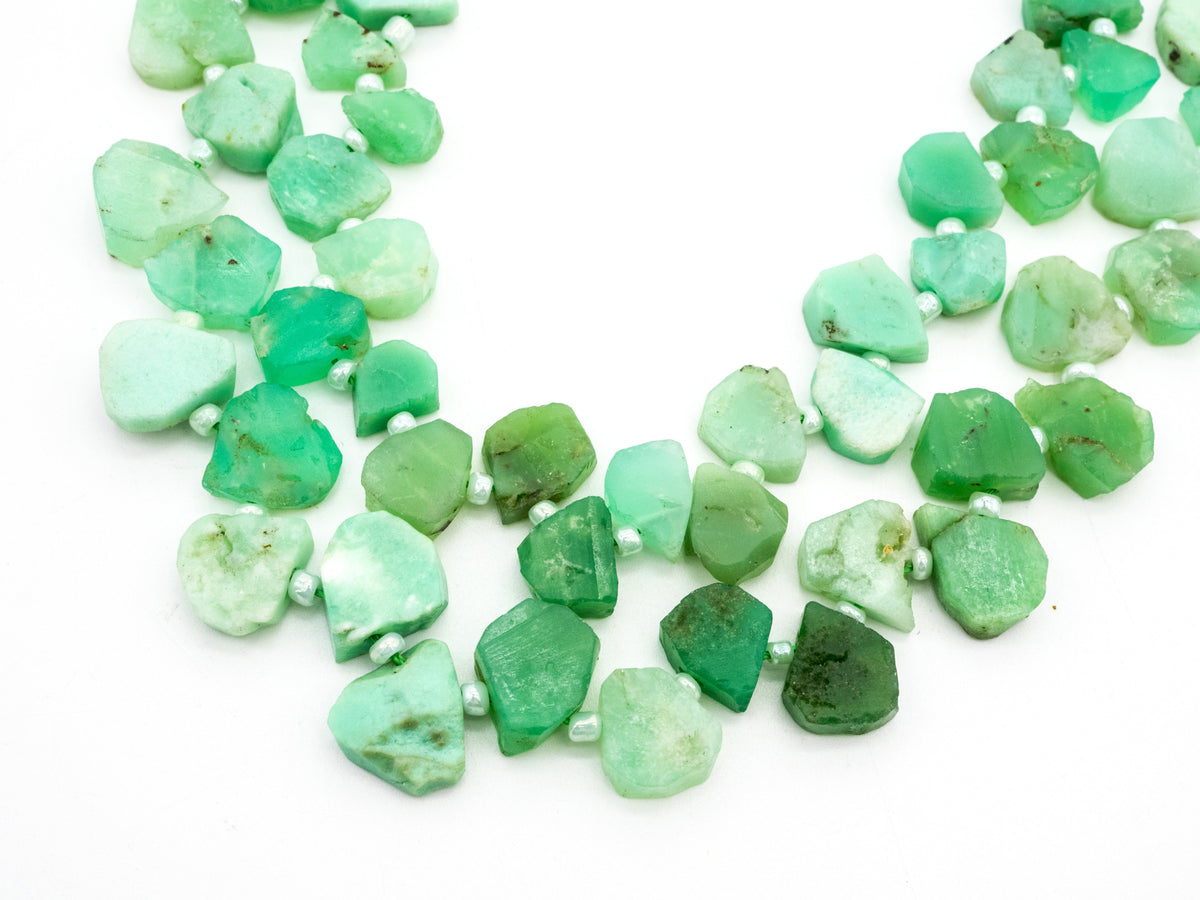 Quality Natural Chrysoprase beads, 9-13mm, Irregular Teardrop shape Top drill Chrysoprase Green Gemstone Beads, 15.5" strand, SKU#U153