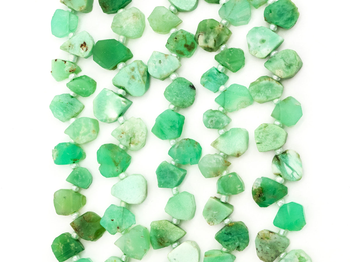Quality Natural Chrysoprase beads, 9-13mm, Irregular Teardrop shape Top drill Chrysoprase Green Gemstone Beads, 15.5" strand, SKU#U153