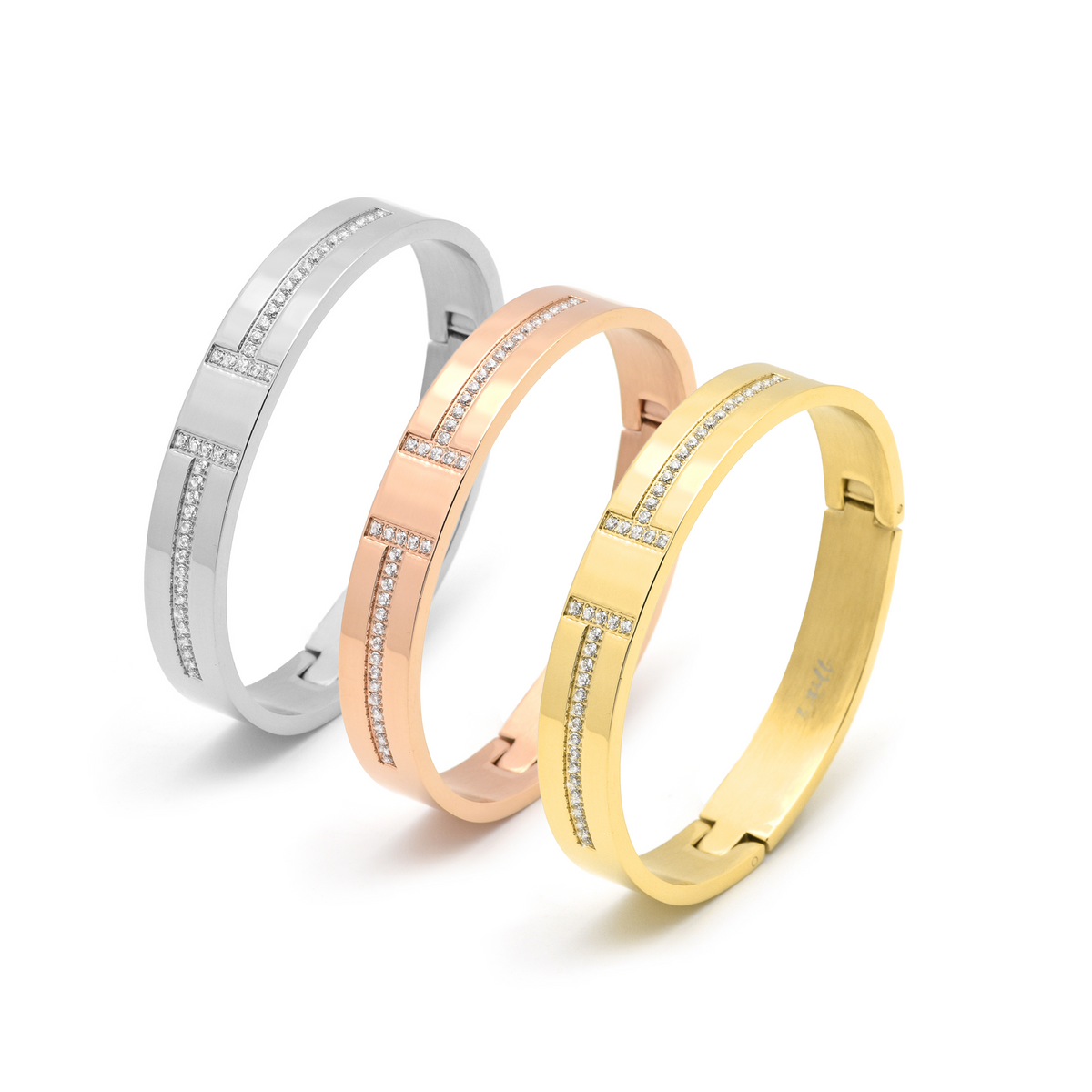 BG107G B.Tiff Pavé Harmony Gold Bangle Bracelet