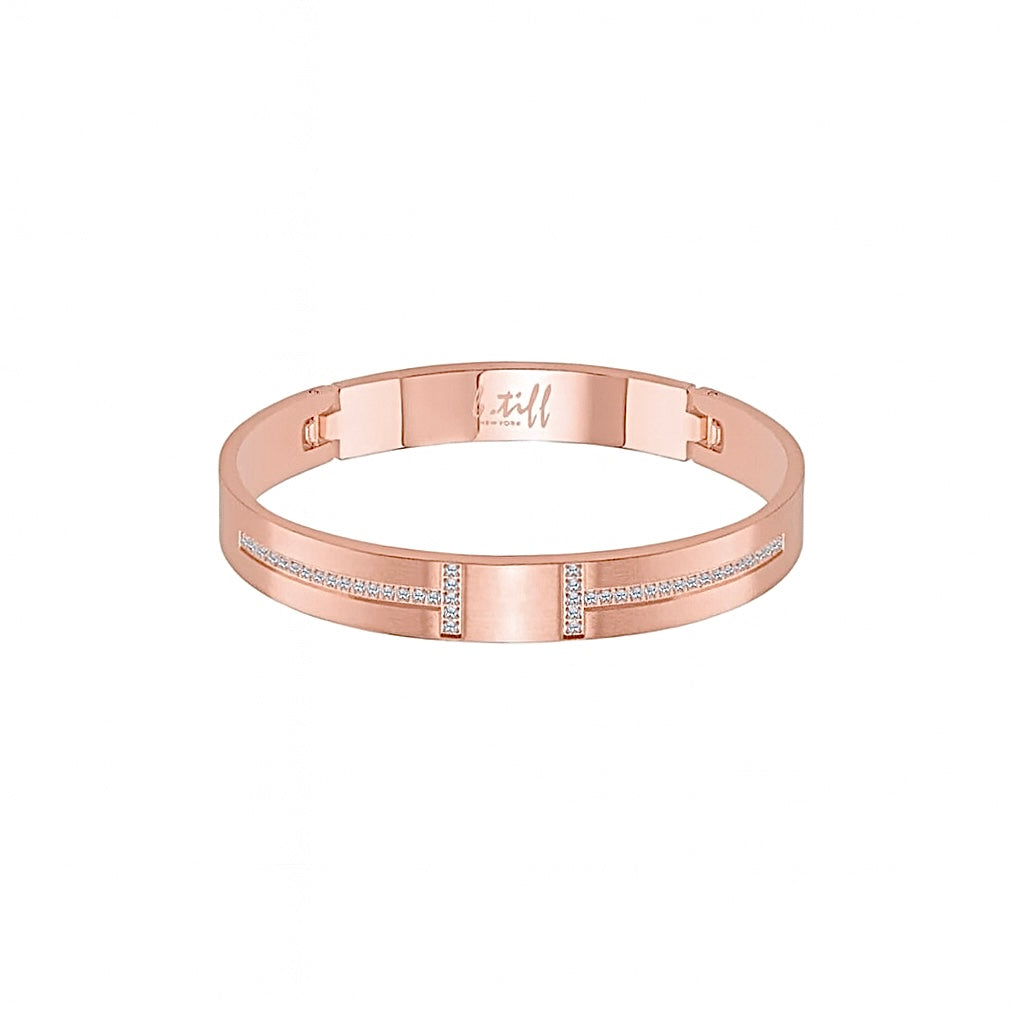 BG107RGP B.Tiff Pavé High Polish Rose Gold Harmony Bangle Bracelet