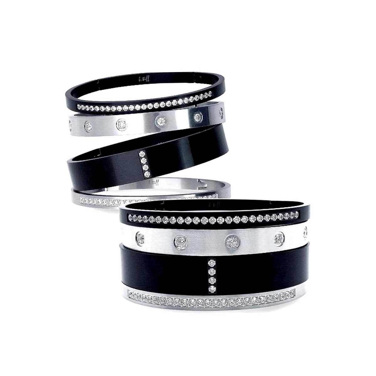 BG333B B.Tiff Black Eternity 25 Bangle Bracelet