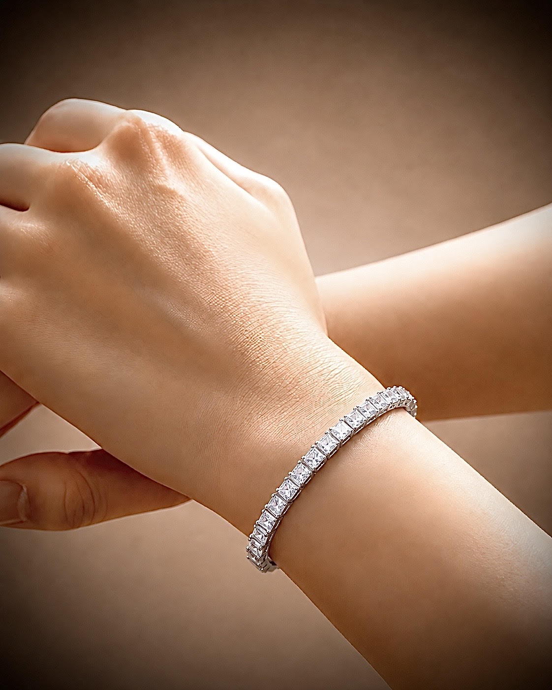BG405W B.Tiff Princess Cut 5mm Tennis Bracelet