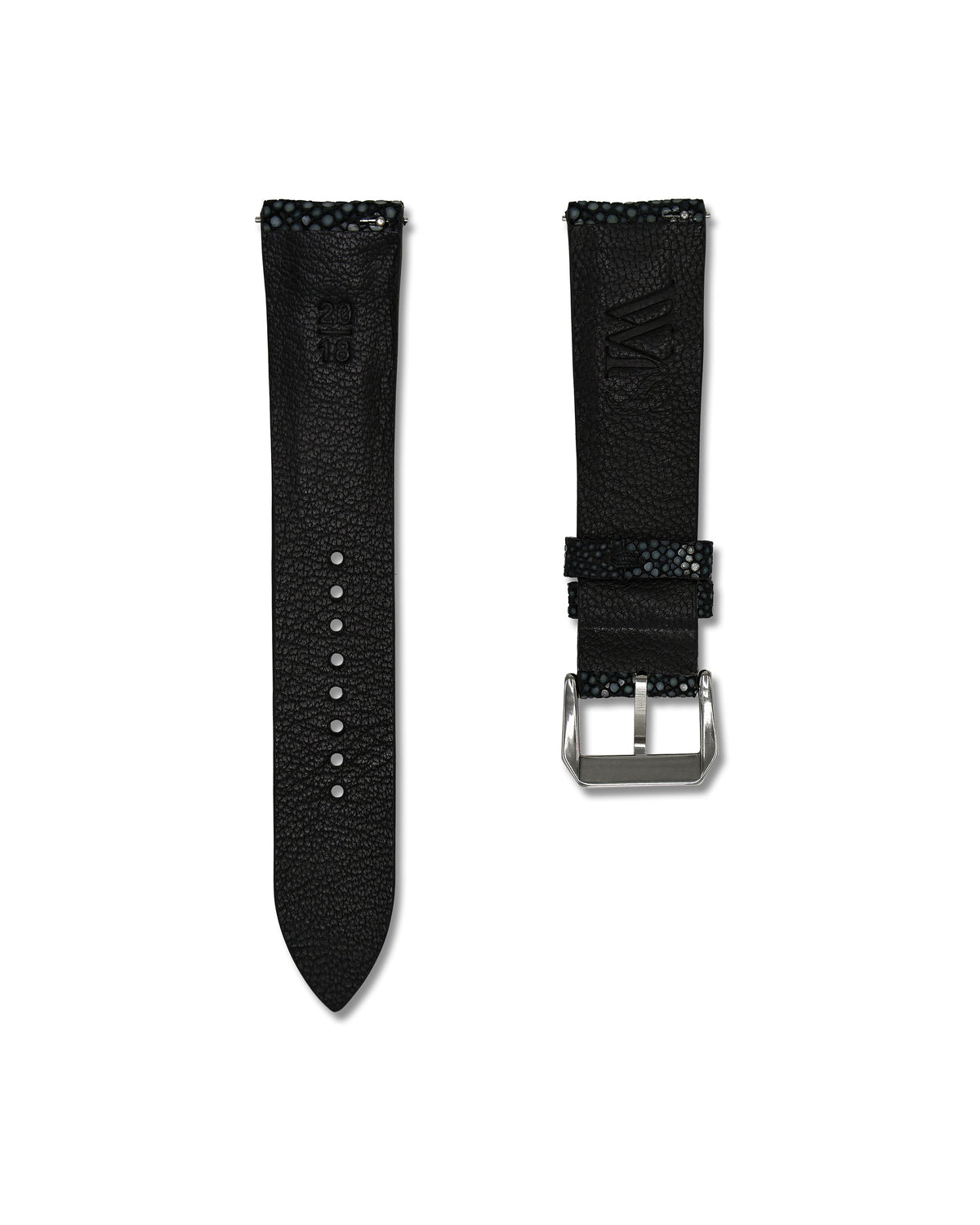 Black Bespoke Stingray Leather Watch Strap 20mm