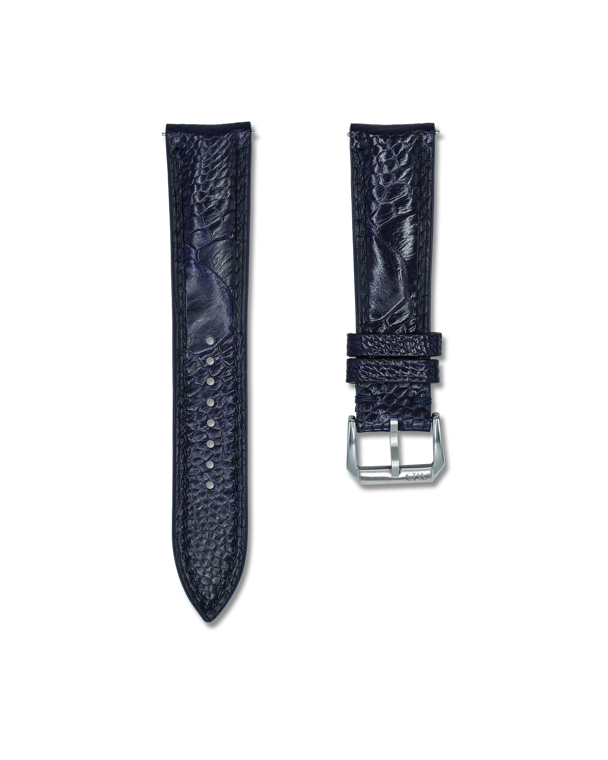 Midnight Blue Bespoke Ostrich Shin Leather Watch Strap 24mm