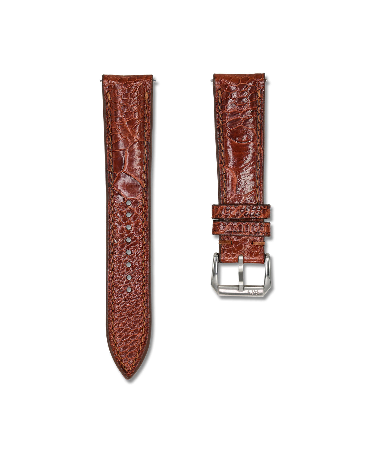 Cognac Brown Bespoke Ostrich Shin Leather Watch Strap 22mm